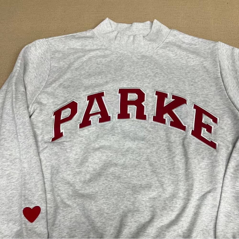 PARKE Light Gray Crewneck Sweatshirt with Red Lettering - Picture 2 of 6